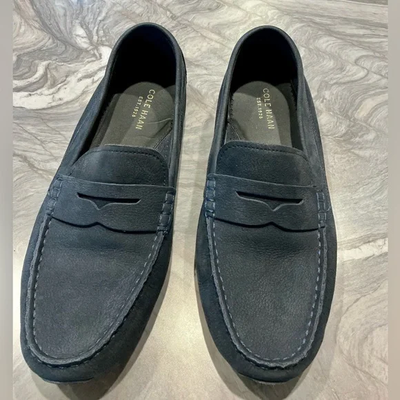 Cole Haan Leather Navy Blue Driving Mocs Penny Loafers Size Women’s 9.5 - Picture 7 of 8
